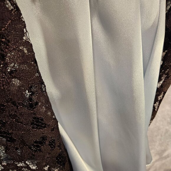 Coldwater creek dress womens12 black lace overlay blue satin lining feminine - Picture 14 of 15